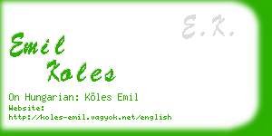 emil koles business card